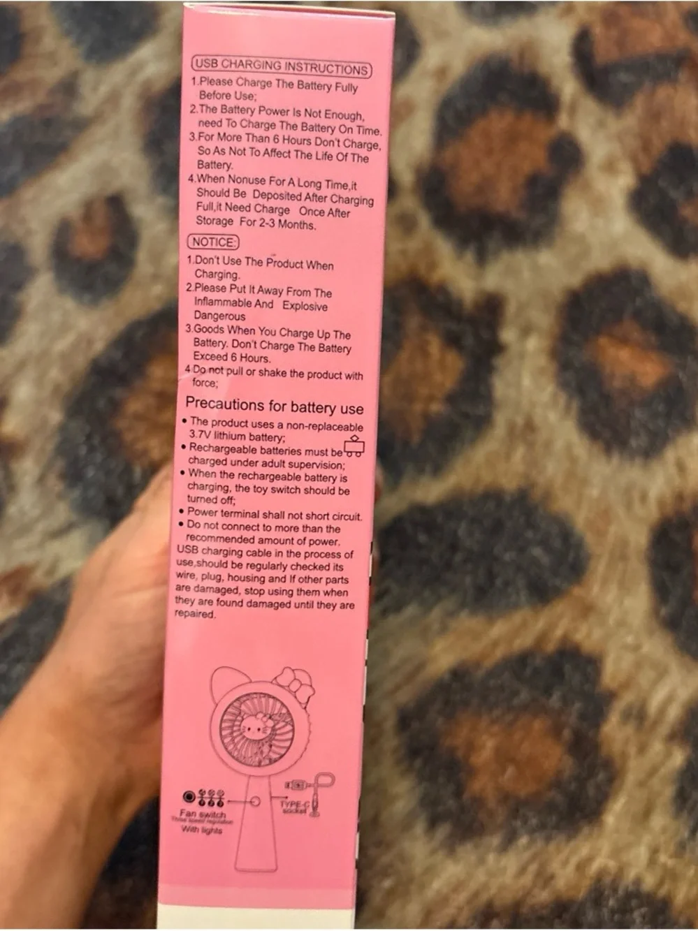 Hello Kitty Pink Portable Mini Hand Fan
